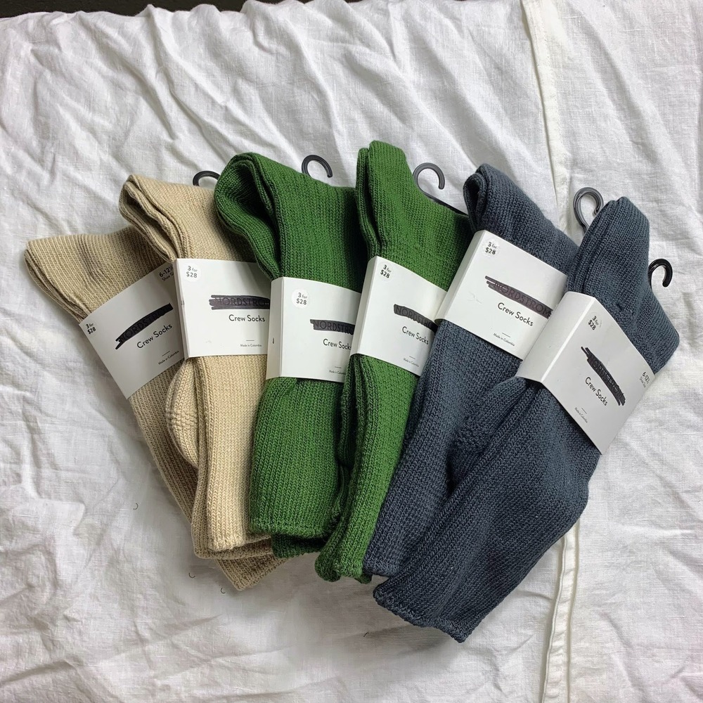 Nordstrom Crew Cotton Blend Socks 6 Pair Lot 3 Colors Mens Size 6-12.5